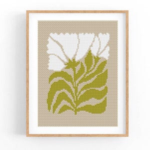 Set of 8 Modern Flowers Cross stitch patterns, Abstract nature cross stitch, Plant, Easy counted cross stitch chart. Instant download PDF image 7