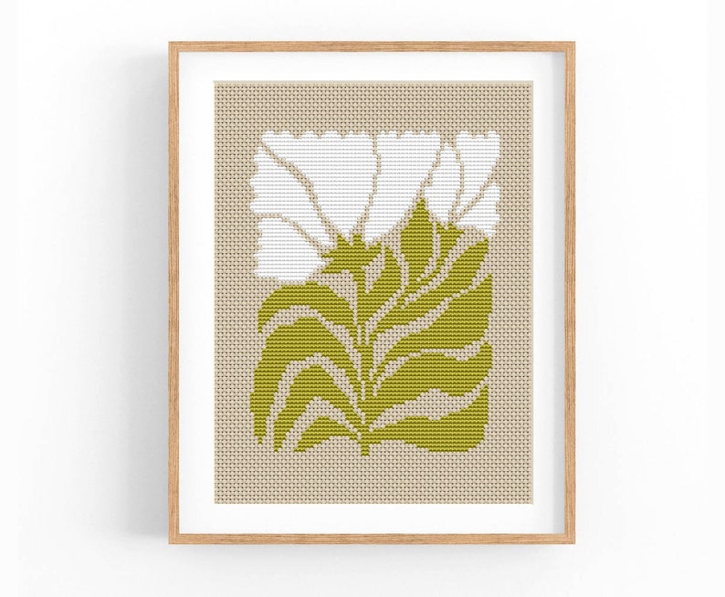 Set of 8 Modern Flowers Cross stitch patterns, Abstract nature cross stitch, Plant, Easy counted cross stitch chart. Instant download PDF image 7