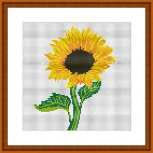 Cross Stitch Pattern. Sunflower. Summer Flower. Counted cross stitch chart. Nature hoop art embroidery. Small xstitch.Instant download PDF image 5