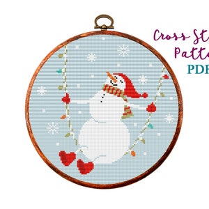 Christmas Cross Stitch Pattern PDF Christmas, Winter, Snowman, Modern Cross Stitch,Boho Nursery,Easy cross stitch chart,Instant download PDF
