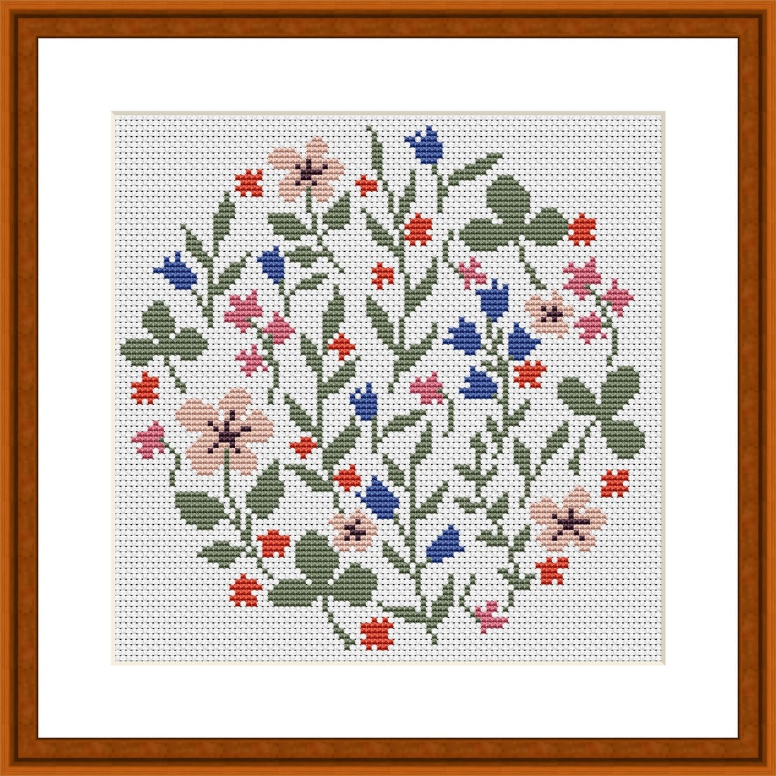 Wild Flowers. Modern Cross Stitch Pattern. Counted Cross Stitch