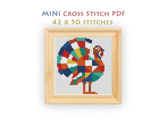 Turkey Cross Stitch Pattern, Compact Chart for Beginners, Mini Embroidery, Instant Download PDF