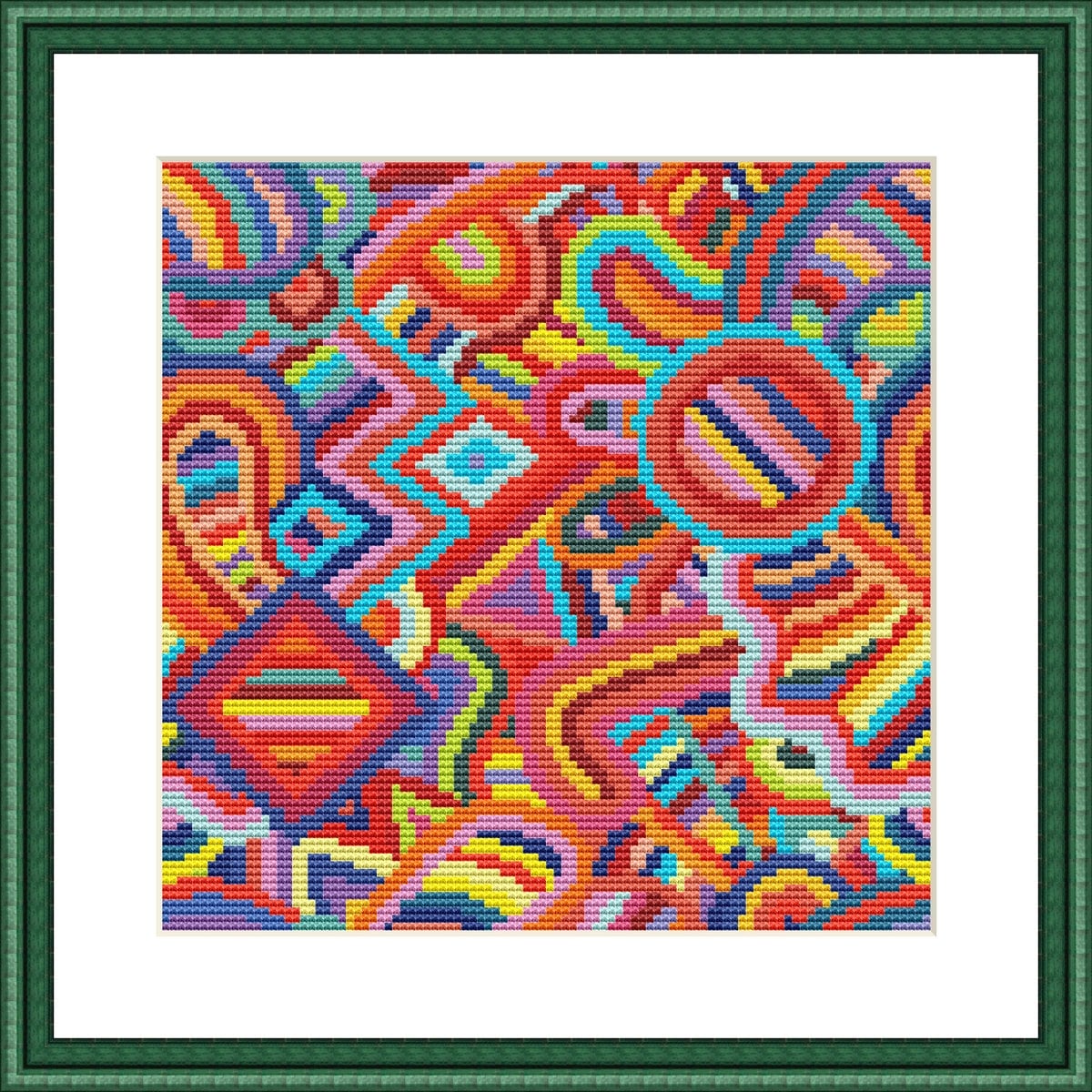 お気に入り Abstract Cross Stitch Pattern, Modern Colorful X-stitch 書