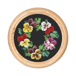 Patrón de punto de cruz con flores antiguas, diseño de punto de cruz antiguo, bordado en lana de Berlín, ramo de flores, flores de bordado moderno, gráfico en PDF