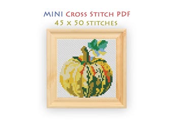 Pumpkin Cross Stitch Pattern, Farm Harvest Chart for Beginners, Mini Embroidery, Instant Download PDF