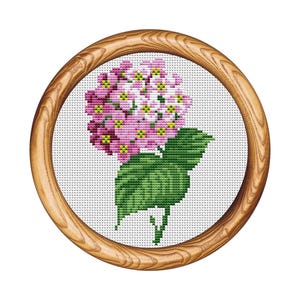 Hortensien Kreuzstichmuster. Blumenstickerei. Kreuzstichvorlage. Naturstickerei Stickrahmen. Kleiner xstitch. Sofortiger Download PDF