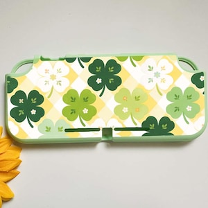Lucky Green Clover Floral Case for Switch 2 OLED Lite, Cute Dockable Botanical Flower Switch Shell,Custom Switch Protective Cover