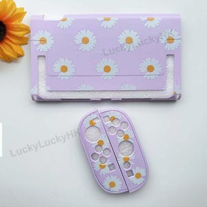 Personalized Switch 2 Case with Floral Design, Custom Photo Soft Hard Cover for Switch OLED Lite, Aesthetic Daisy Flower Case,Gift for Gamer