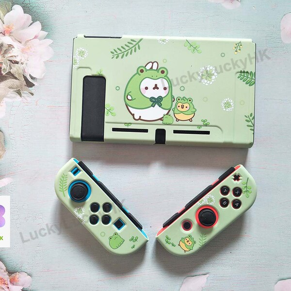 Étui vert pour commutateur / Coque souple pour commutateur Nintendo / Housse de protection dessin animé mignon / Protecteur complet pour commutateur / Peau de commutateur pour chaton rose