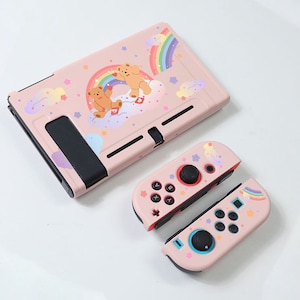 Schakelkast/zachte Nintendo Switch Shell/schattig thema beschermhoes/volledige schakelaarbeschermer/roze regenboogbeer schakelaarhuiden