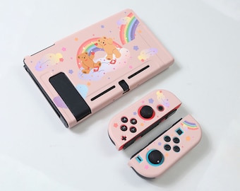 Sött Switch-skal/Nintendo Switch-skal/sött tema Switch OLED-skyddsfodral/heltäckande Switch 2-skal/rosa regnbågsbjörn Switch Lite