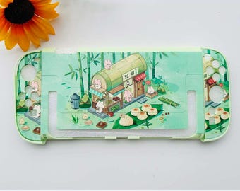 Funda personalizada Kawaii Bunny Sushi para Switch 2 OLED Lite, funda japonesa Zen Bamboo para Switch, funda protectora acoplable con diseño de conejo adorable, regalo para gamers