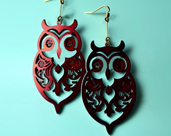 Owl Earrings SVG - Animal Laser Cut Files - Owl Jewelry Design for Glowforge - Digital Instant Download - Commercial Use