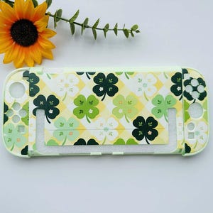 Lucky Green Clover Floral Case for Switch 2 OLED Lite, Cute Dockable Botanical Flower Switch Shell,Custom Switch Protective Cover