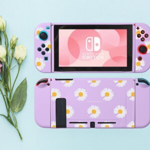 Zachte Nintendo Switch Shell / Switch Case / Cute Flower Themed Protection Cover / Volledige Switch Protector / Pink Daisy Flower Switch Skin