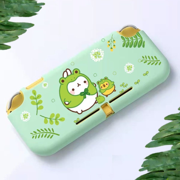 Custodia per Nintendo Switch Lite / Custodia per Nintendo Switch 2 / Custodia protettiva carina per Switch / Custodia OLED per Switch a forma di coniglio verde con rana