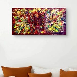 Tableau fantaisie papillon - oeuvres d'art originales colorées à l'huile et techniques mixtes sur toile 3D - Décoration murale fantaisiste - Aucun cadre nécessaire