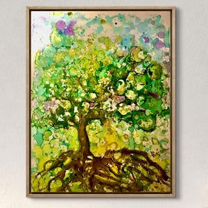 Dipinto originale dell'Albero della Vita - Inchiostro alcolico e acquerello su carta Yupo, vibrante arte murale naturale, pezzo unico