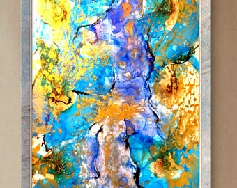 Pintura Abstracta con Tinta de Alcohol sobre Papel Yupo