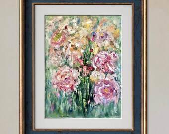 Peonies Original Oil Painting – Textured Impasto Style on Canvas – Romantic Floral Wall Art – Pink Flower Artwork – Handmade gift