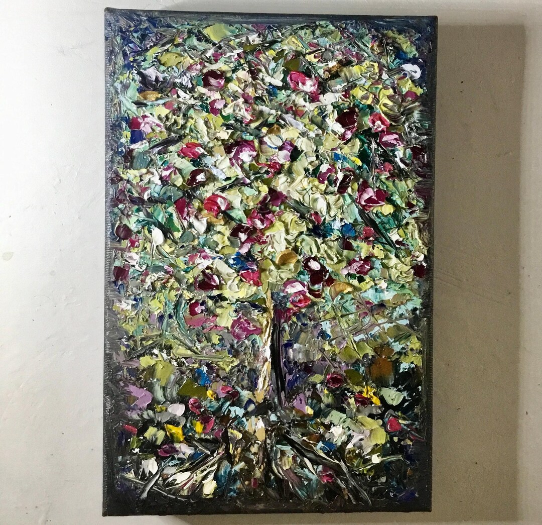 Apple Tree – Original Textured Impasto Oil Painting on 3D Canvas – Wall ...