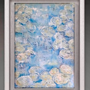 Lily Drift – 50x70 cm Original Oil Painting on Unstretched Canvas, Water Lily Wall Art,Textured, Monet Inspired, Custom Sizes Available