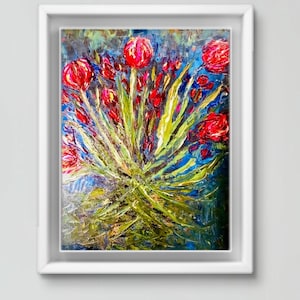 Rosa Tulpen Original Ölgemälde, 30x40 cm, Blumen Kunst auf Leinwand, handgemachtes einzigartiges Geschenk