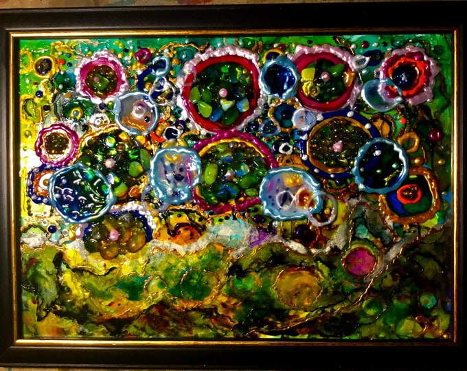 Abstract Painting on Glassstained Glass Panelglass Wall Etsy