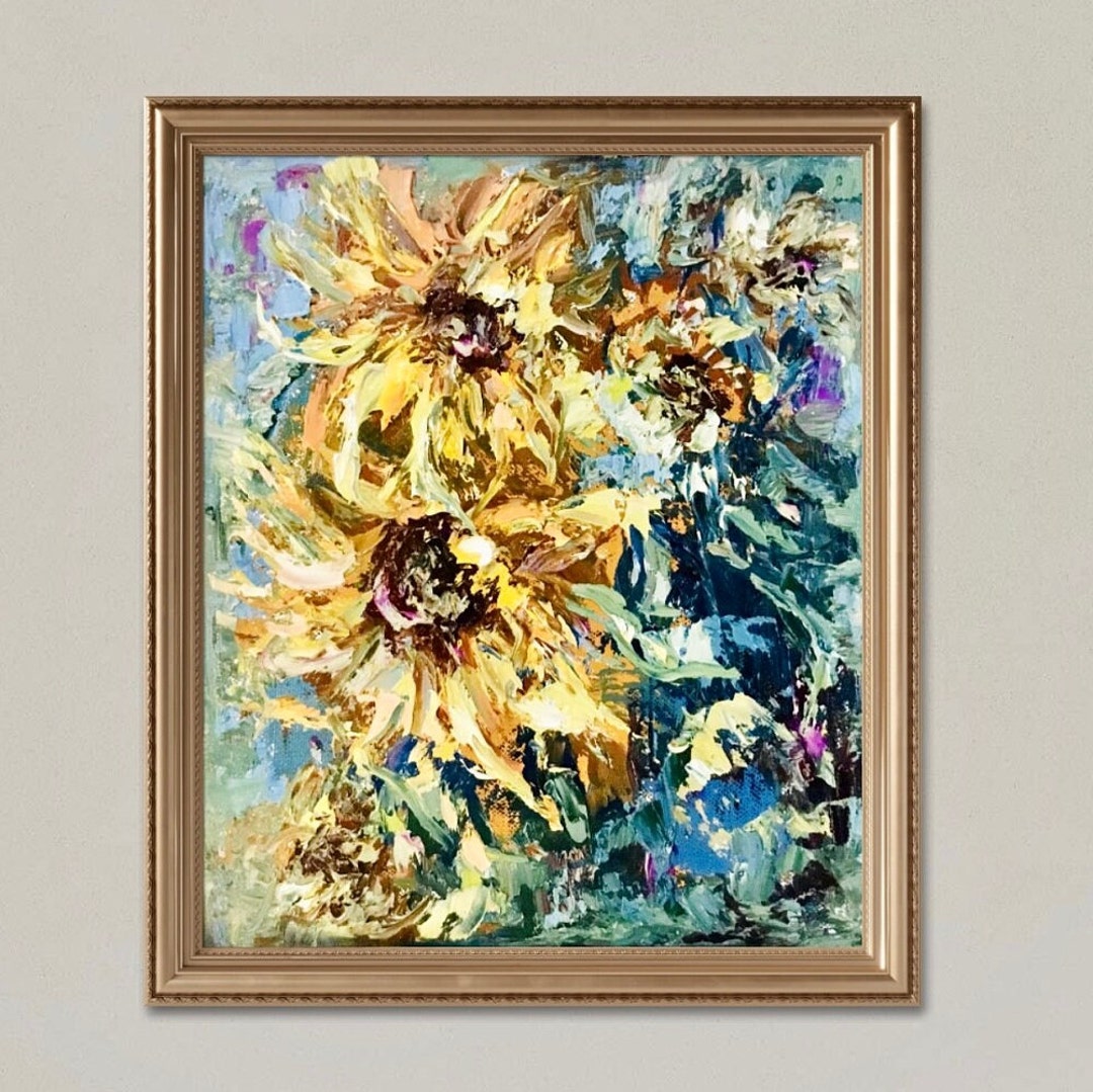 Sunflower Bouquet Fantasy Original Oil Painting on Canvas,impasto Style ...