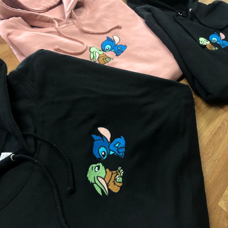 Stitch Hoodie Yoda Hoodie Embroidered Hoodie Kids Hoodie Etsy