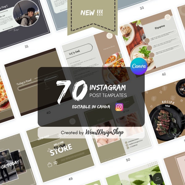70 Instagram templates designed with Canva | Instagram Post templates | Colorful Instagram Templates | Random Instagram Templates