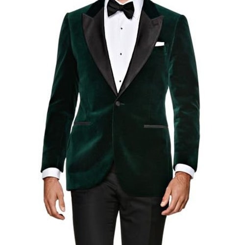 Men Tuxedo Jacket Slim Fit Single Button Green Velvet Party - Etsy