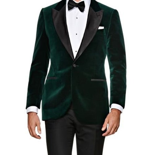 Men Tuxedo Jacket Slim Fit Single Button Green Velvet Party Etsy
