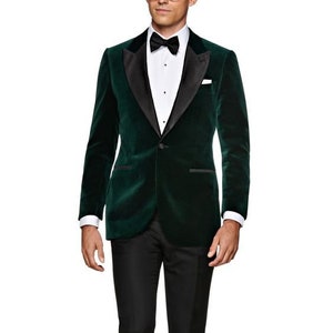 Men Tuxedo Jacket Slim Fit Single Button Green Velvet Party - Etsy