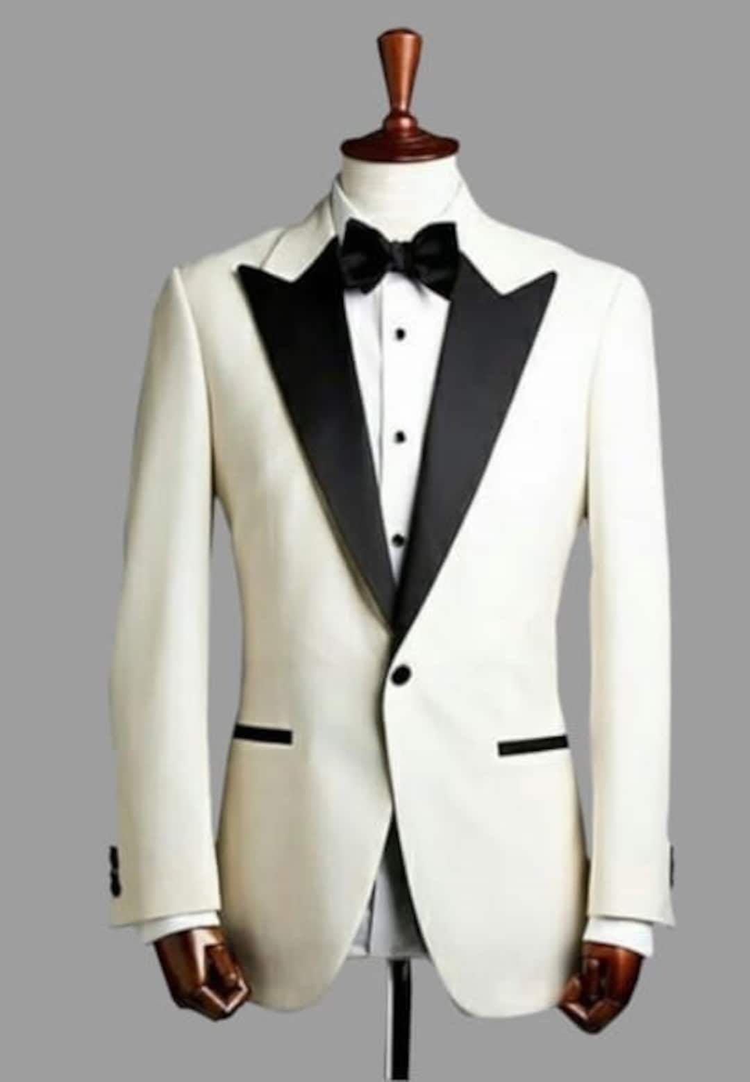 Men Tuxedo Jacket Slim Fit White Blazer Etsy