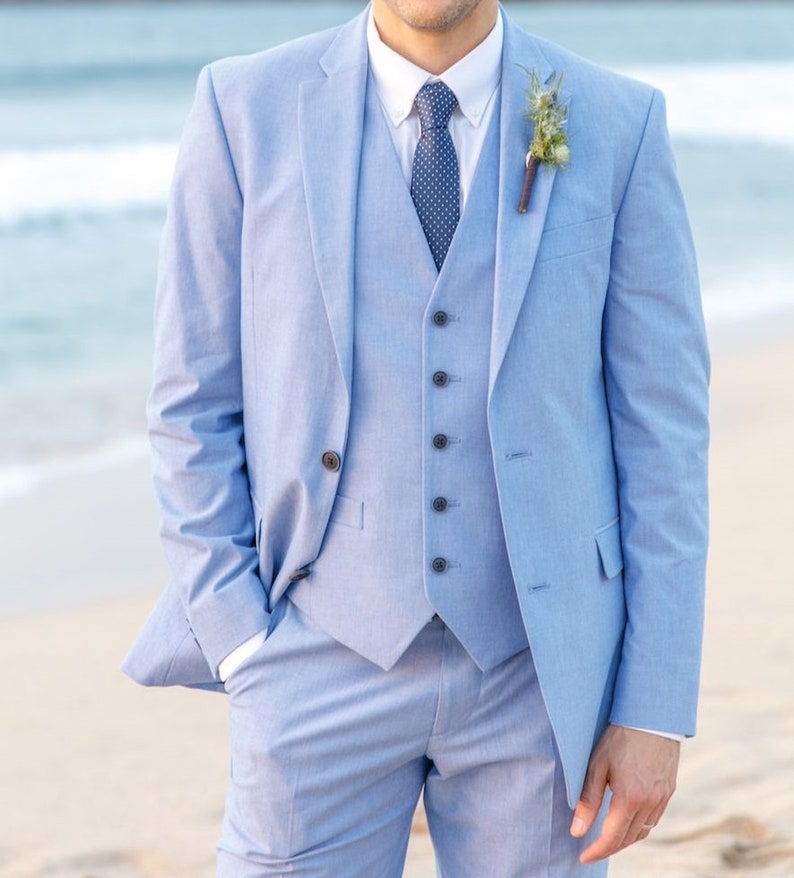 Men 3 Piece Suits Light Sky Blue Wedding Wear Slim Fit Groom | Etsy