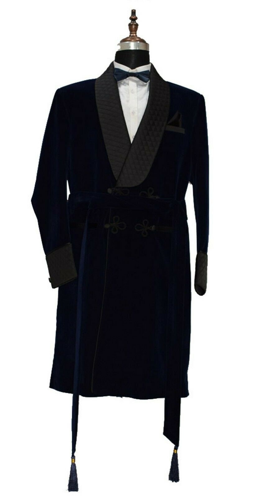 Men Smoking Quilted Jacket Robe Blue Velvet Party Wear Dinner Etsy