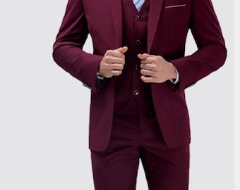wine colored suit jacket