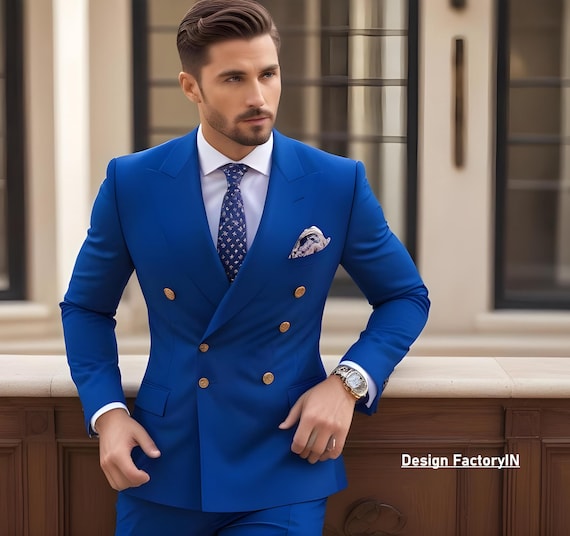 Blue wedding suit groom outlet