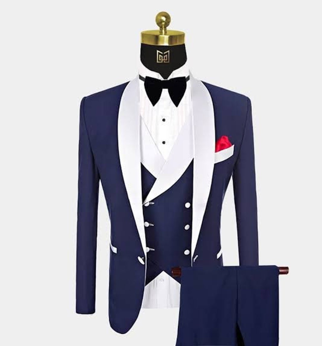 MEN 3 PIECE SUITS Slim Fit Blue Color Premium Fabric Stylish - Etsy