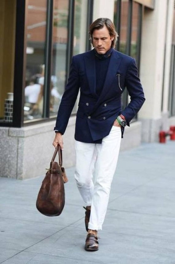 metro Fascineren Onverenigbaar Buy Men Double Breasted Premium Blue Blazer Party Wear Jacket Slim Online  in India - Etsy