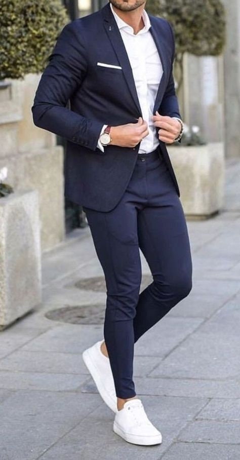 blue casual suit