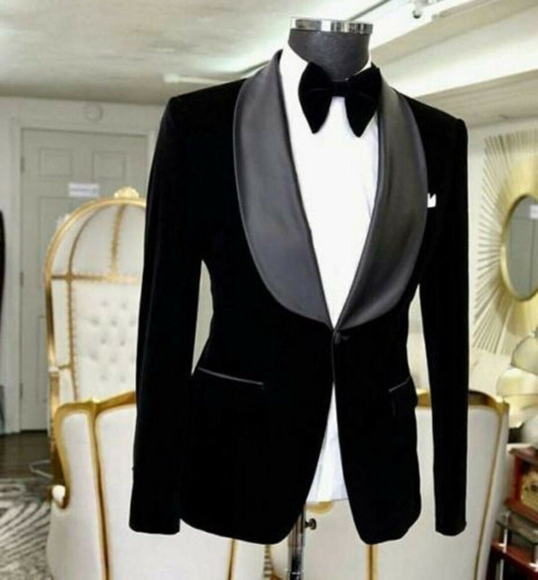 Buy Men Tuxedo Jacket Slim Fit Stylish Single Button Black Velvet