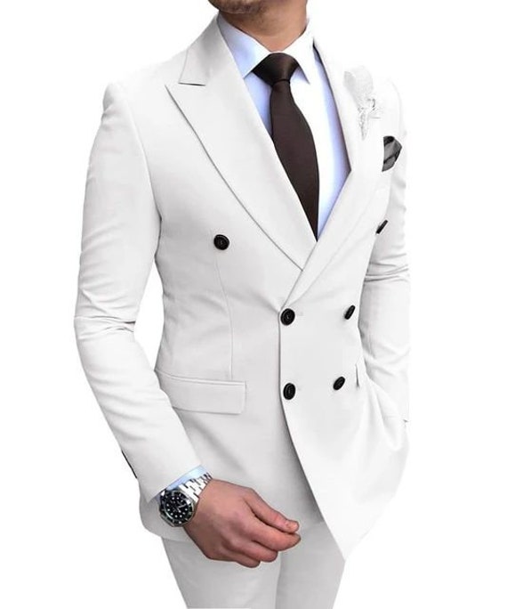 Men Double Breasted Premium White Blazer Party Wear Jacket | Etsy