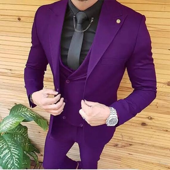 MEN SUITS 3 PIECE Slim Fit Groom Wear Purple 3 Piece Stylish - Etsy
