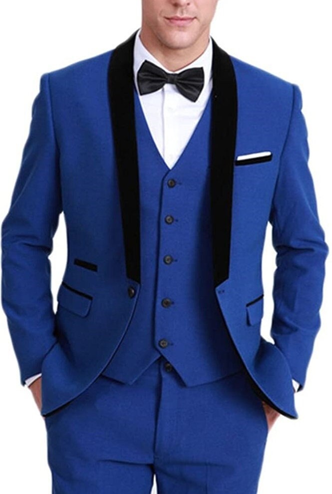 MEN SUITS Royal Blue Wedding Wear 3 Piece Slim Fit Groom Wear - Etsy