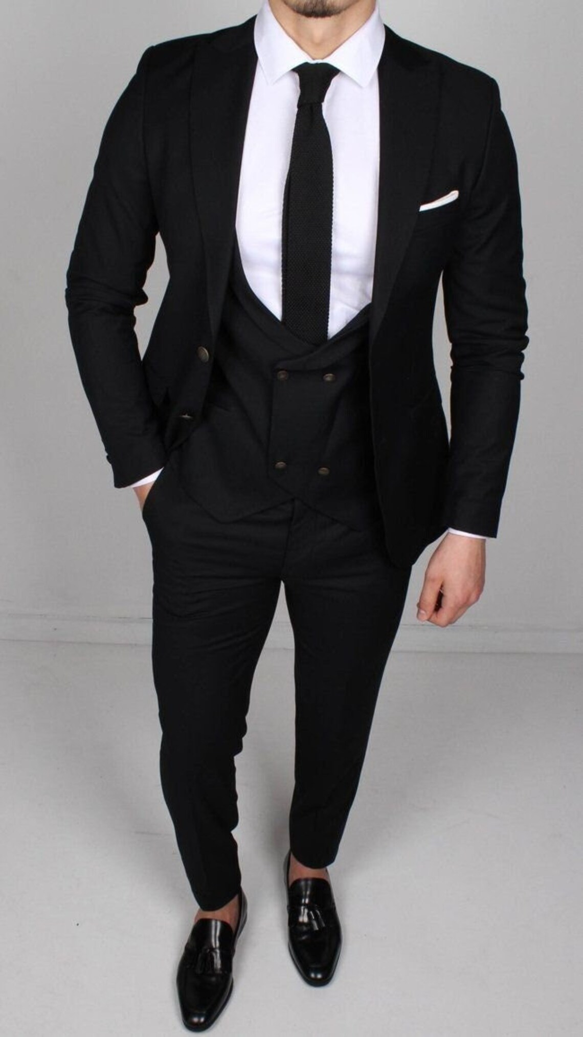 MEN SUITS 3 PIECE Black Premium Wedding Wear 3 Piece Suits Etsy