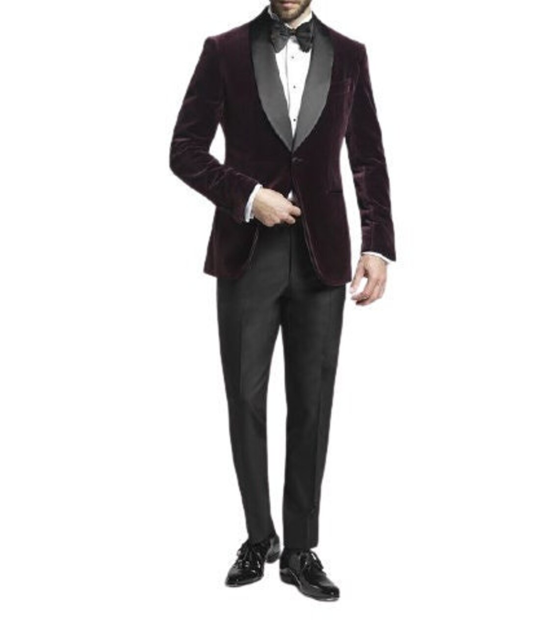 Men Tuxedo Jacket Slim Fit Single Button Purple Velvet Party Etsy