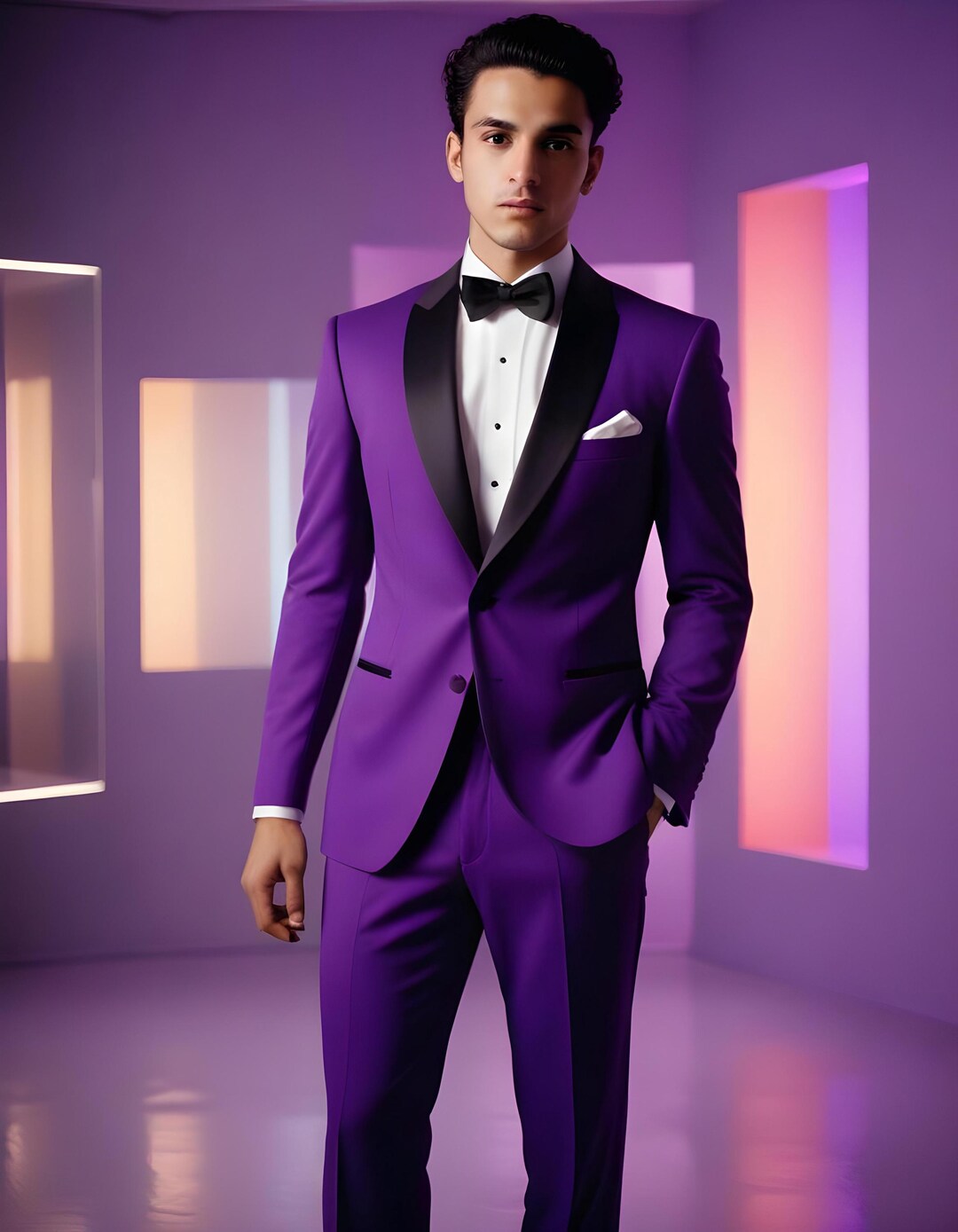 Purple Suit and White Trim - Purple Tuxedo main image 1