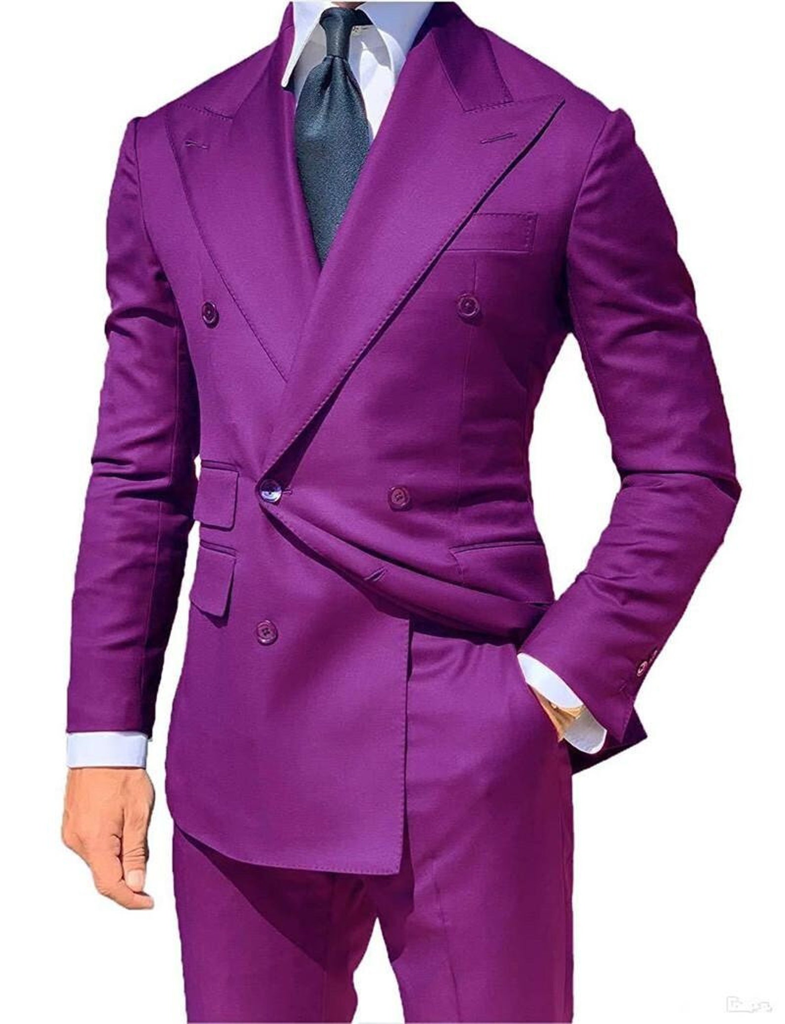 Men Double Breasted Premium Purple Blazer Party Wear Jacket Etsy